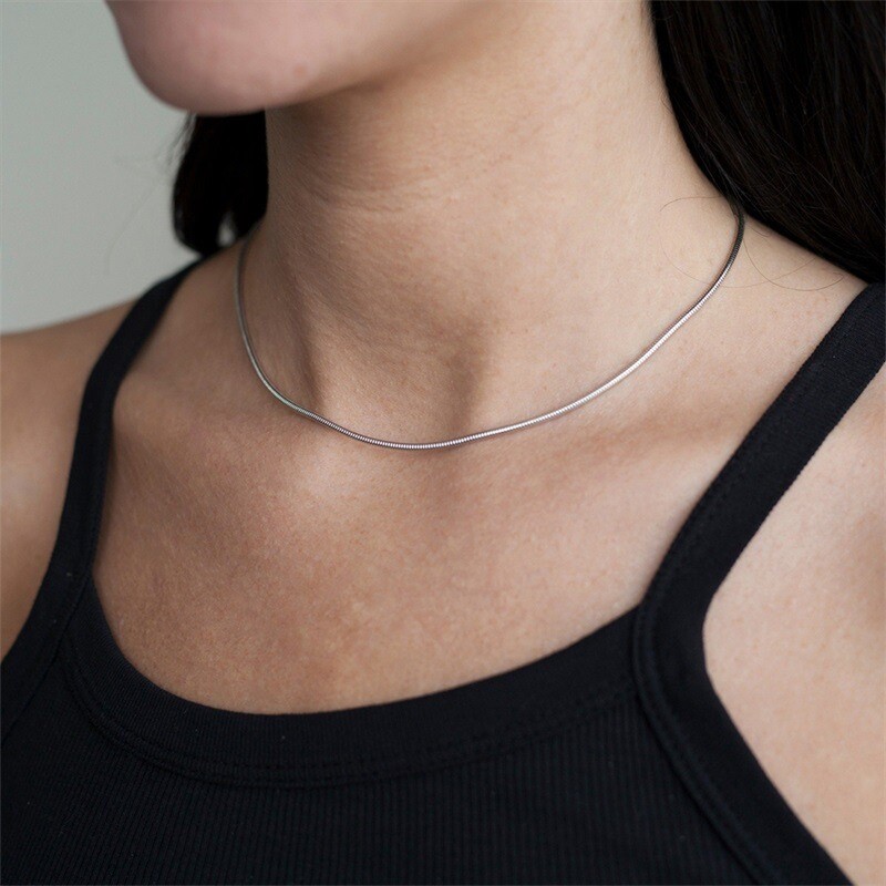 16-24″ Silver Tarnish-Free Italian Snake Chain Necklace 1MM Jewelry for Unisex