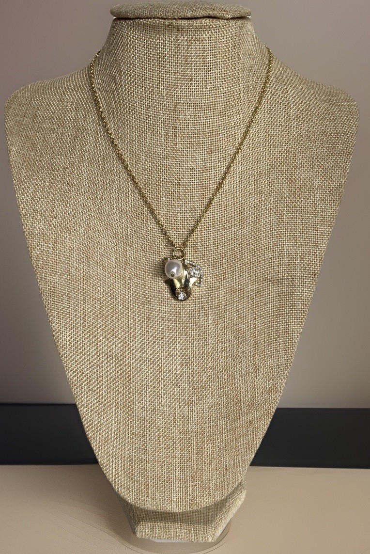 Adjustable Gold Tone BaubleBar Necklace with Charms, Hamsa, Evil Eye, etc 17-20″