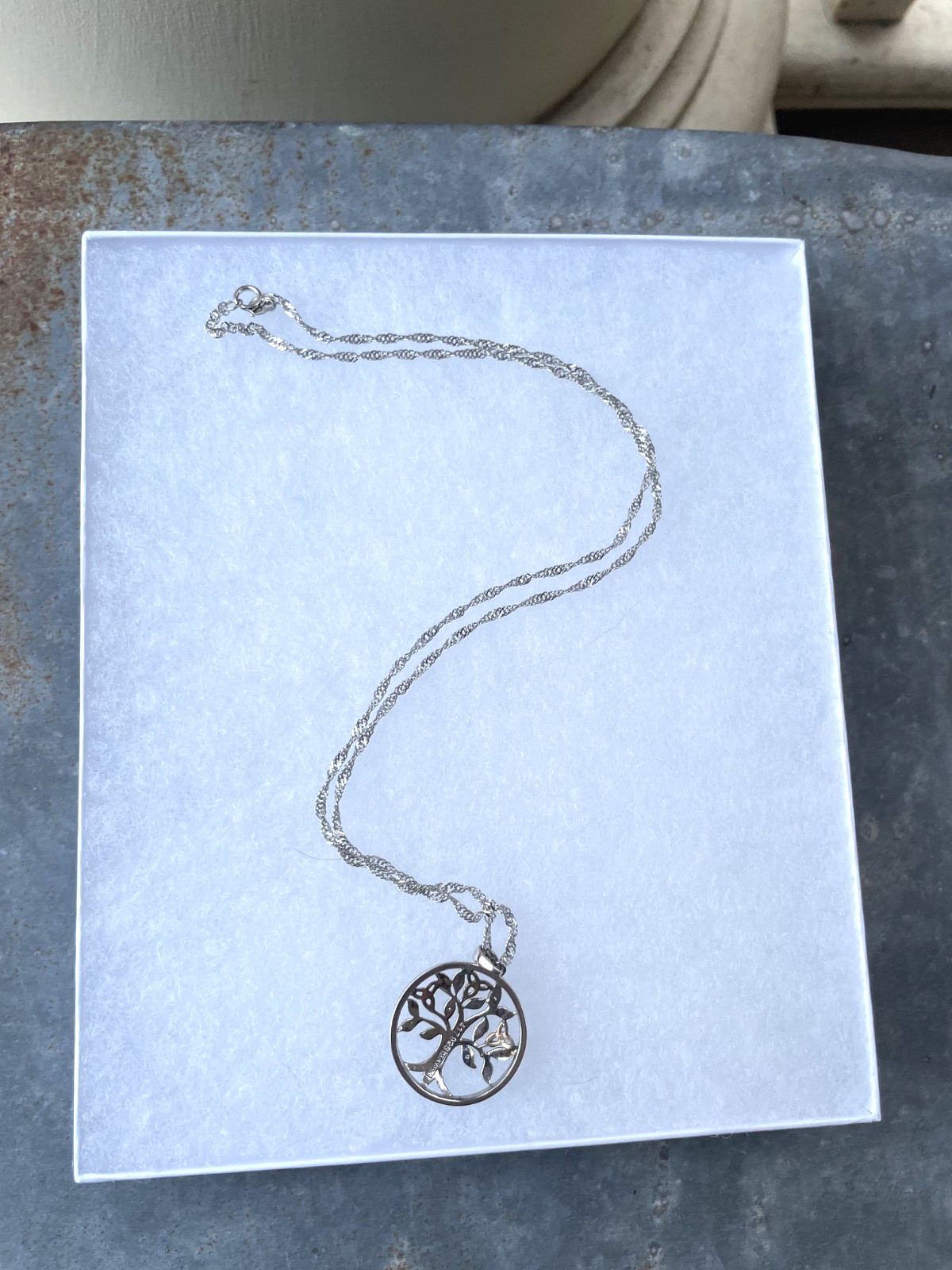 Solvar 925 Sterling & 10k Gold Tree of Life w/ Diamond Accent Pendant Necklace