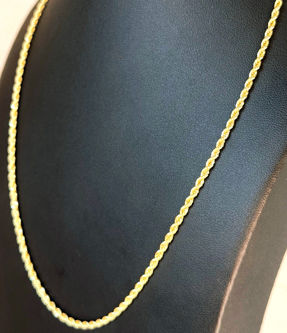 Classic 2.5 mm Rope Chain 24 Inch Rich Gold Tone Unisex Minimalist Necklace