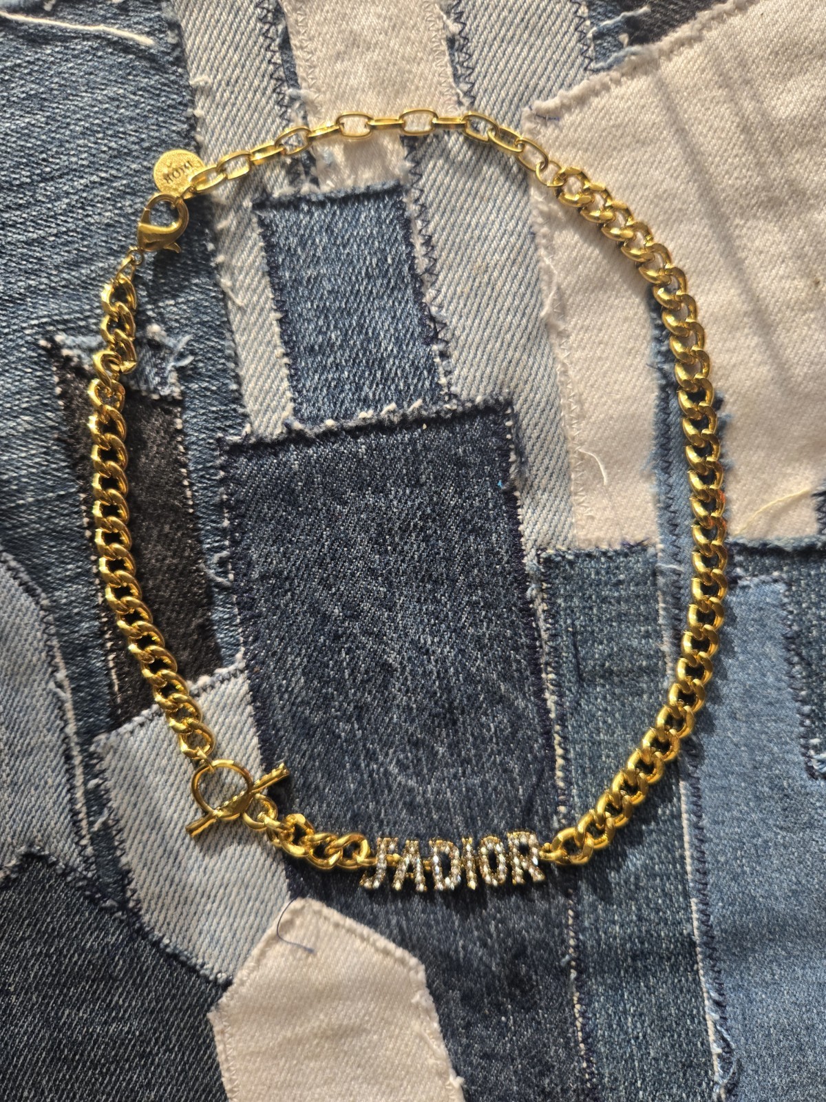 Gold Rhinestone Designer Necklace Charm