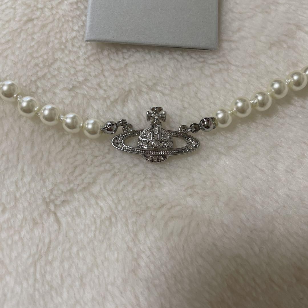 Vivienne Westwood Necklace Pearl Choker Silver IN BOX [EJ609