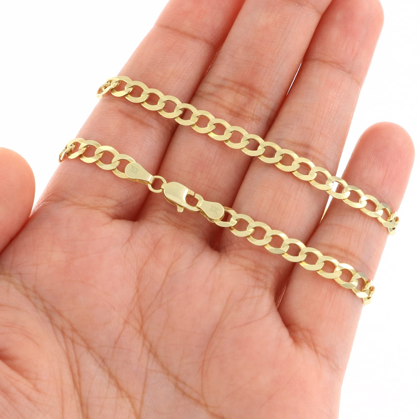 10K Solid Yellow Gold 5mm Cuban Curb Chain Link Bracelet Mens Womens 7″ 8″ 9″