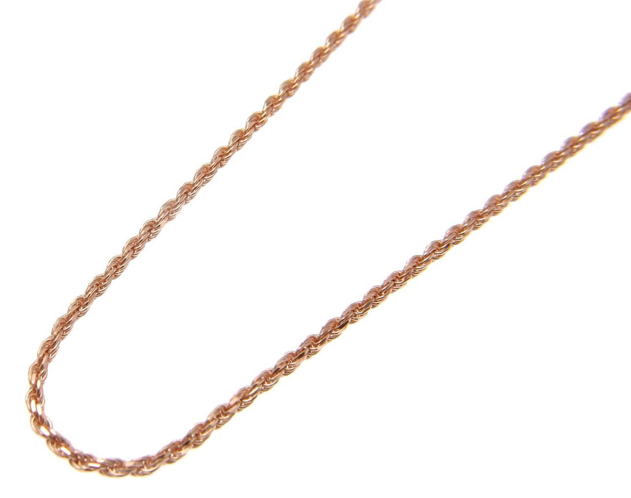 1.4MM ITALIAN ROSE GOLD ON SILVER 925 DIAMOND CUT ROPE CHAIN 16″,18″,20″,22″,24″