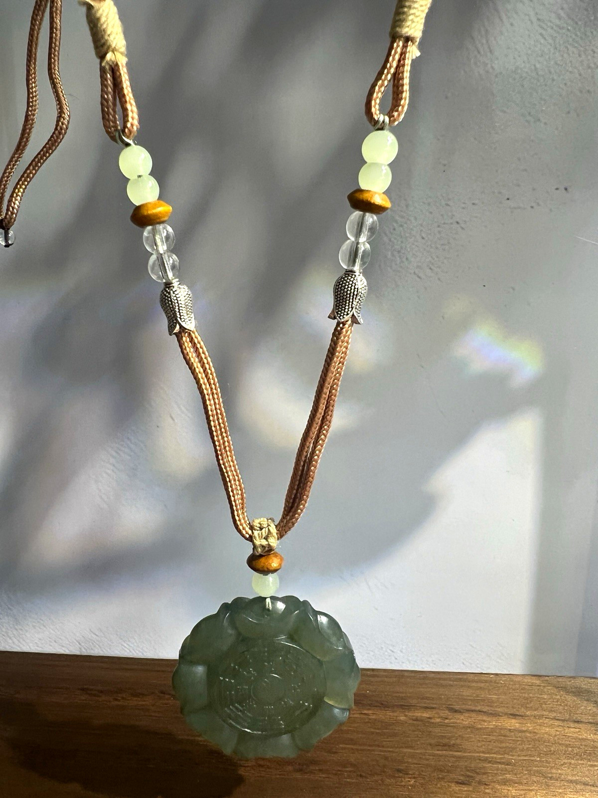 Natural sleeve jade bagua hand-woven necklace