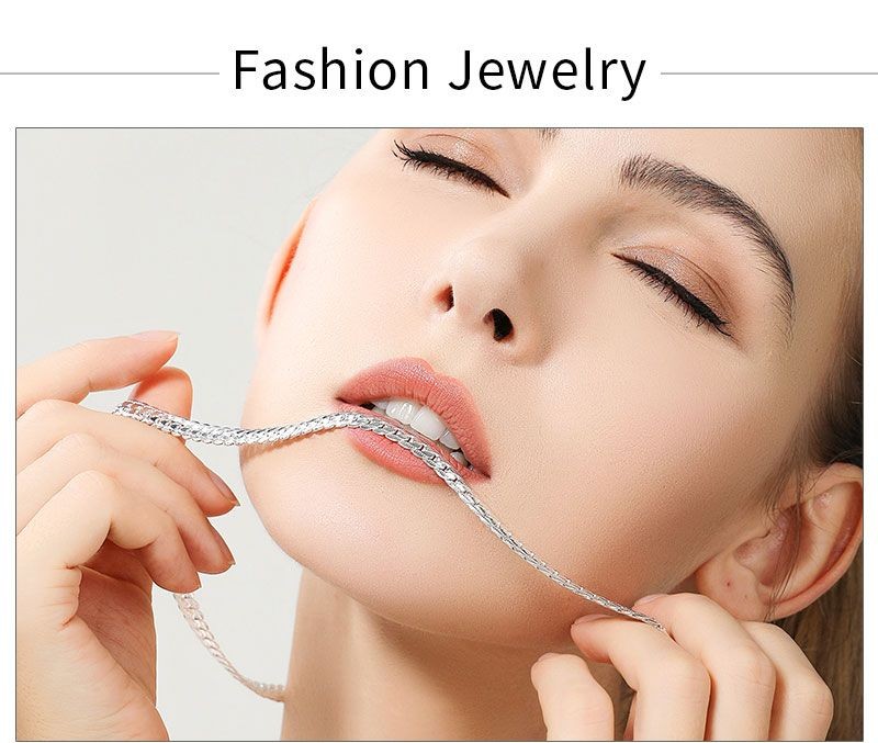18K Gold/Silver Color 6mm Full Sideways Necklace 8/18/20/24 Inch Chain For Woman