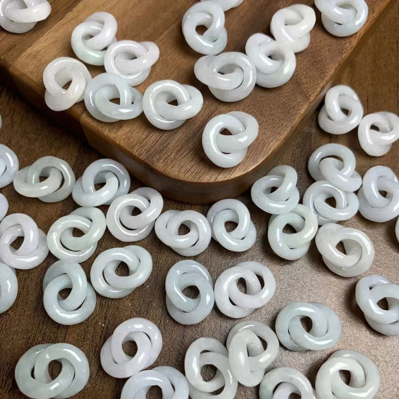 2pcs Real Grade A Natural Jade Jadeite Women Men Circle Beads Diy Pendant