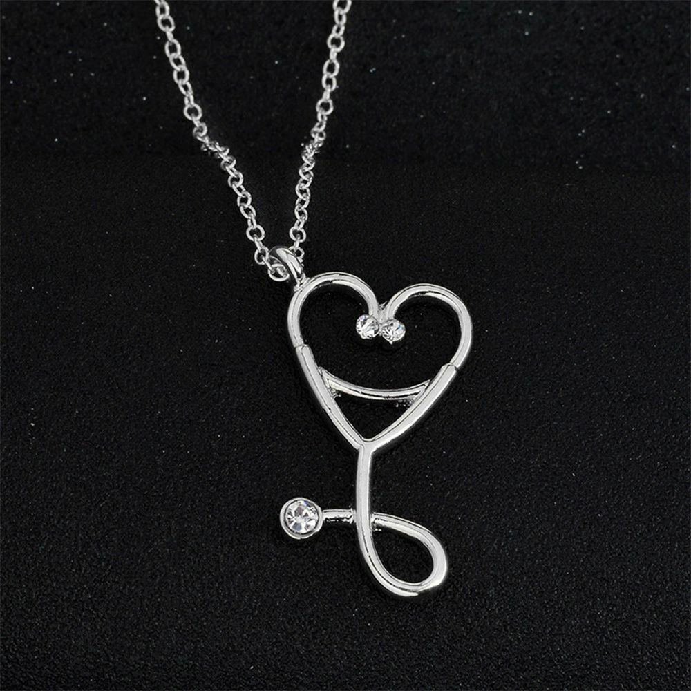 STETHOSCOPE NURSE DOCTOR HEALTH pendant 24″ Sterling Silver 925 necklace RN DR