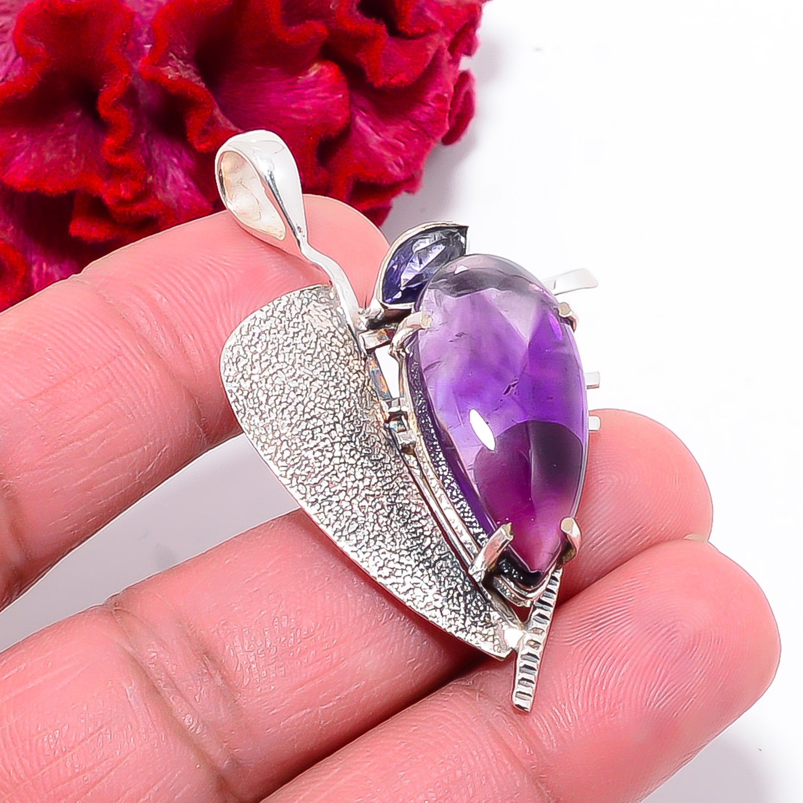 Trapiche Amethyst – Brazil Gemstone 925 Sterling Silver Pendant 1.99″ P288102236
