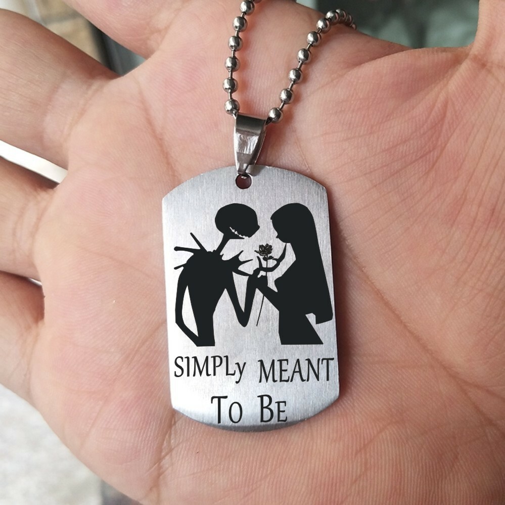 “SIMPLY MEANT To Be” Nightmare before Christmas Jack & Sally Pendent Necklace