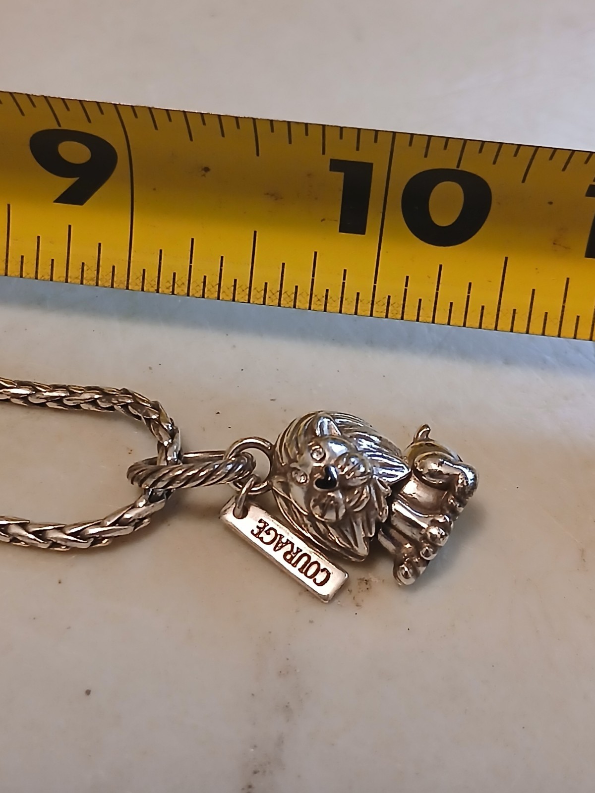 Ladies BRIGHTON SILVER NECKLACE LION COURAGE CHARM PENDANT EXCELLENT CONDITION
