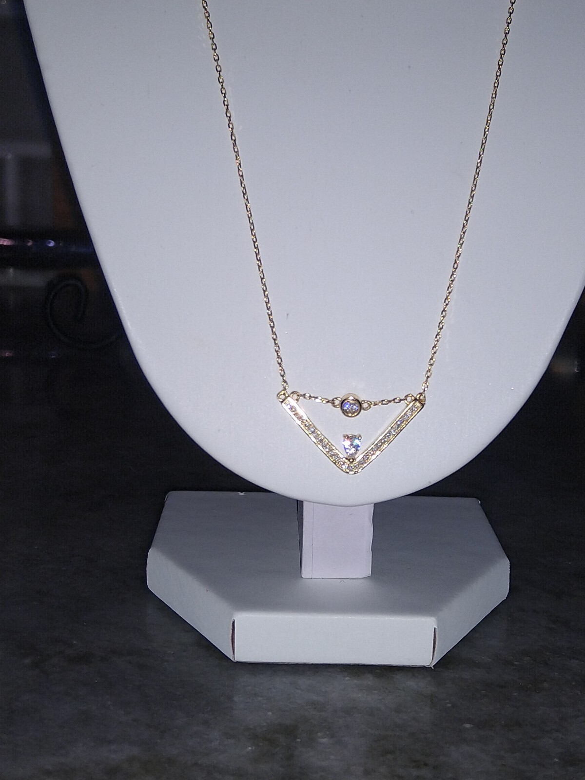LA Simulated Diamond Trendy Necklace 17.5″/14K YG/Sterling Silver 0.80 Carats
