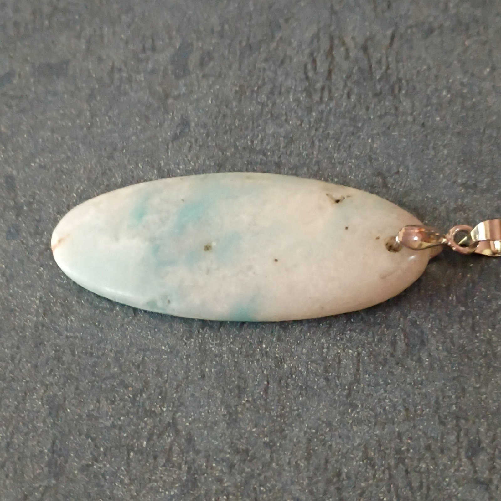 Oval Larimar Stone Charm Pendant Silver Tone Bail No Stone