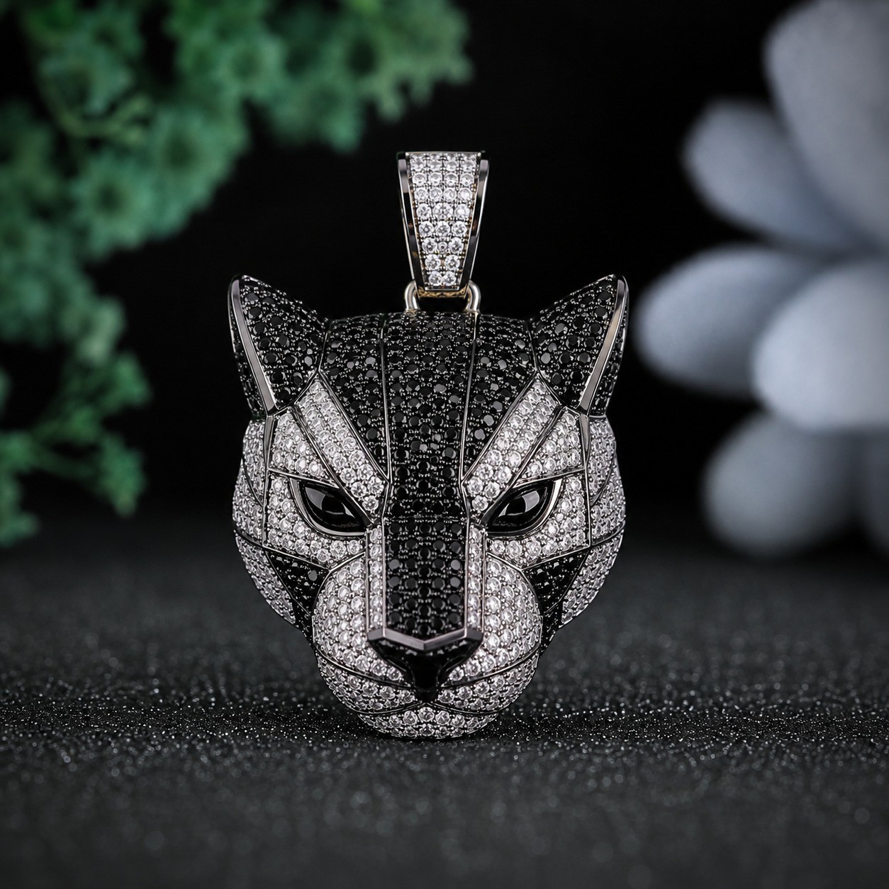 Panther Head Moissanite Pendant 925 Sterling Silver Black Diamond Hip Hop Charm