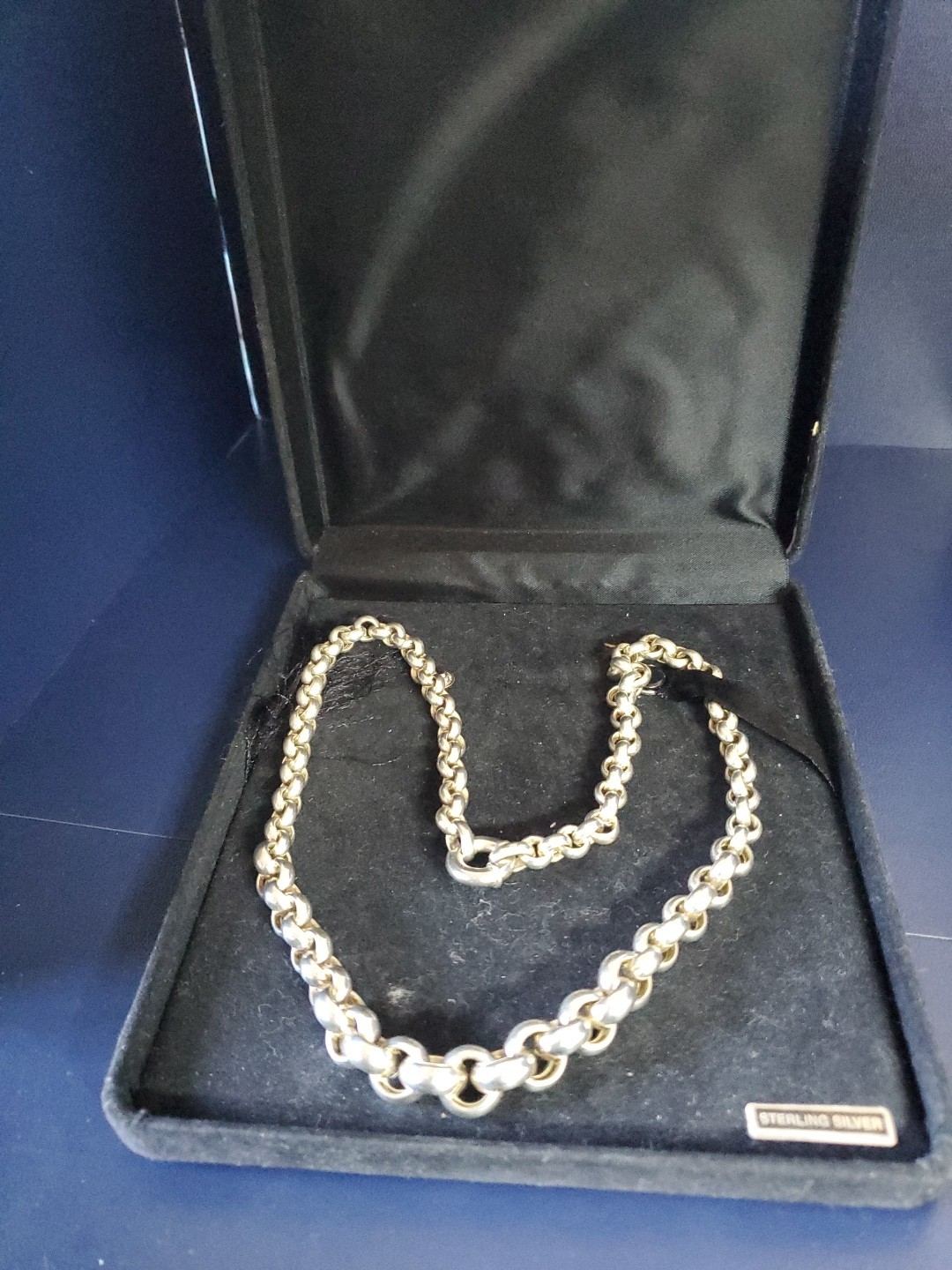 Vintage Rolo Chain 22 INCH Necklace Real Solid 925 Italy,b