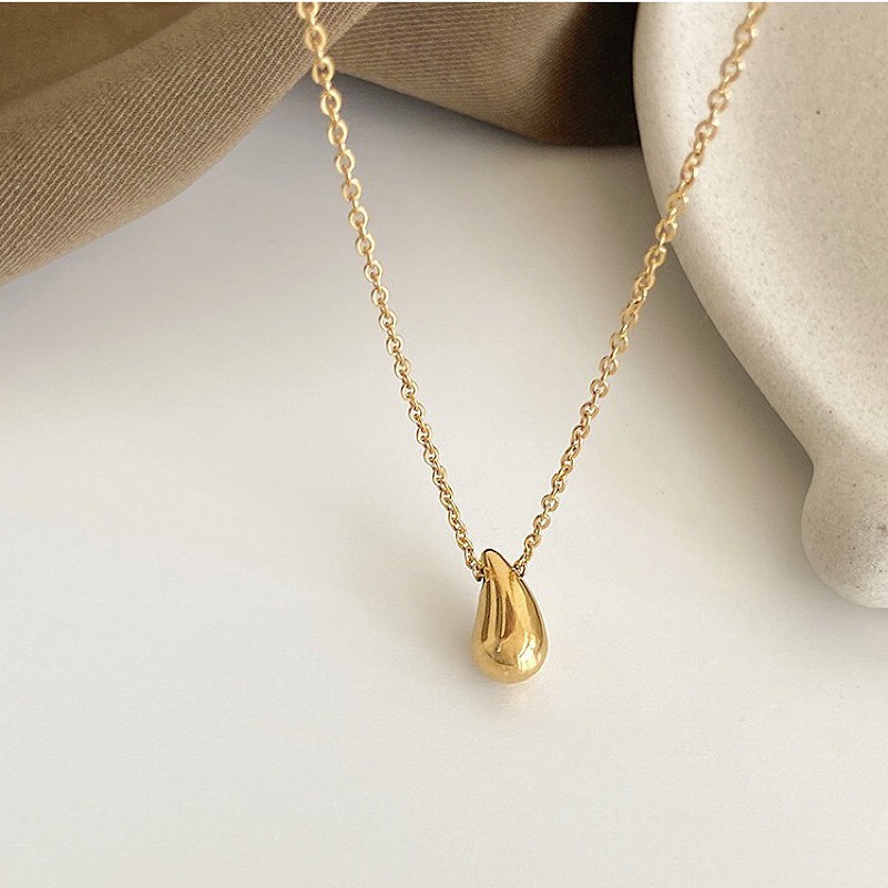 Waterdrop Teardrop Gold Silver Pendant Stainless Steel 16-18″ Chain Necklace PE6