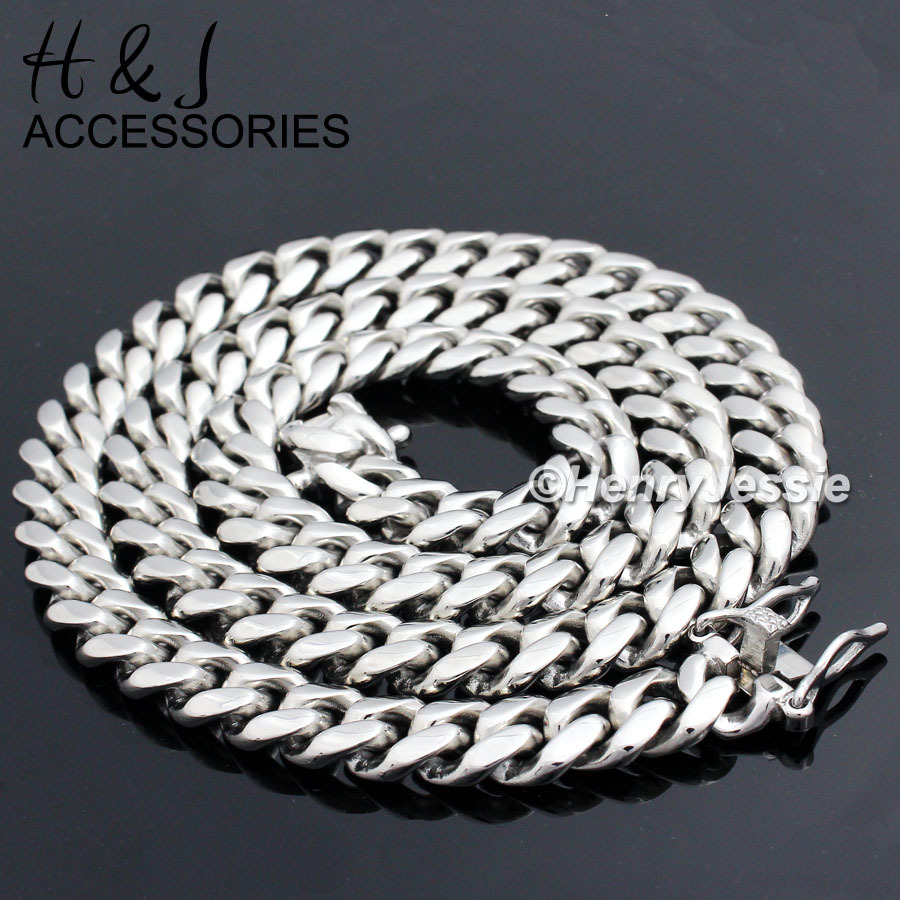 18-40″MEN 316L Stainless Steel 12mm Silver Miami Cuban Curb Chain Necklace*SN154