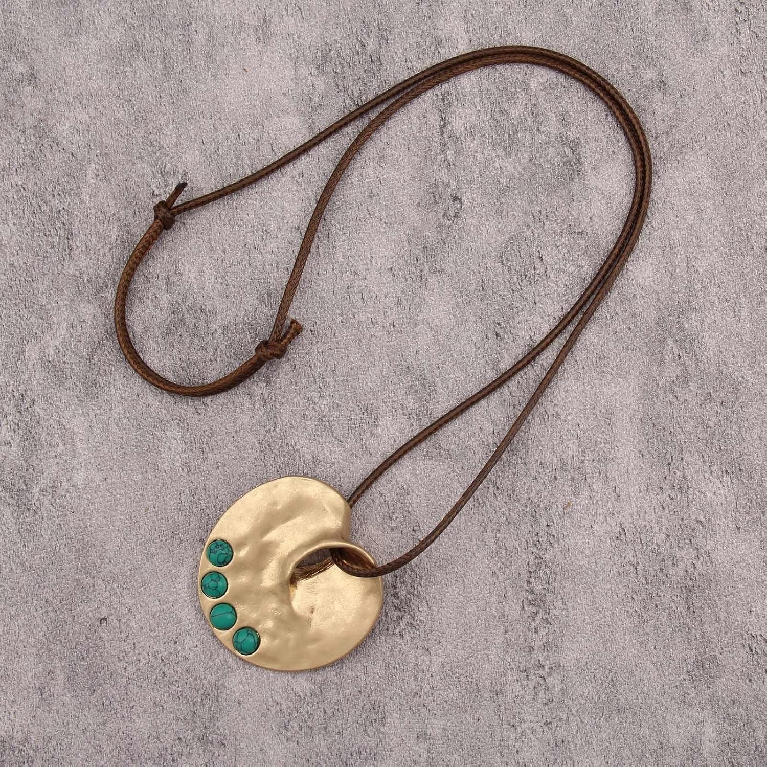 Bohemian Necklaces for Women Leather Necklace Wood Pendant Choker Long Brown …