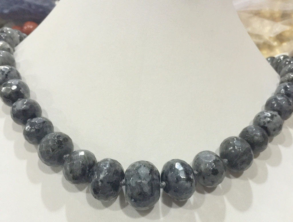 Genuine 10-20mm Faceted Gray Labradorite Rondelle Gemstone Beads Necklace 18”