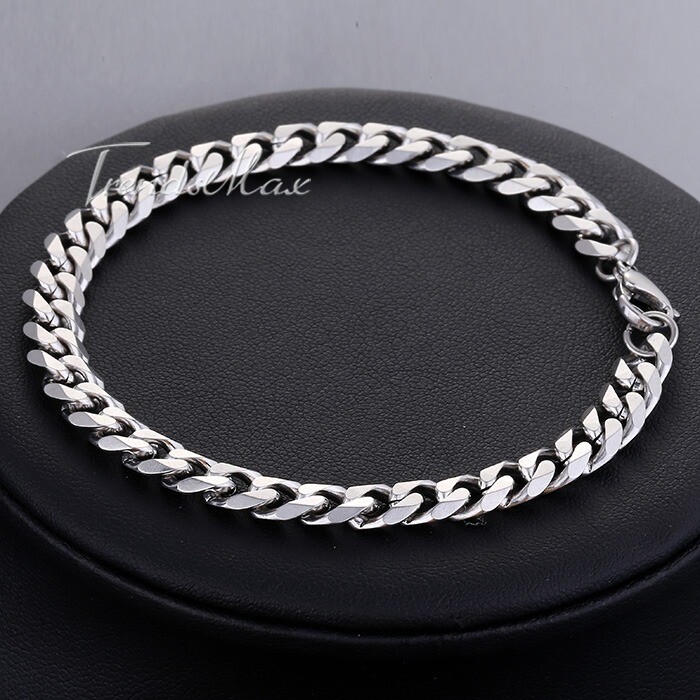 16-36″ Stainless Steel Silver Chain Cuban Curb Womens Mens Necklace 3/5/7/9/11mm