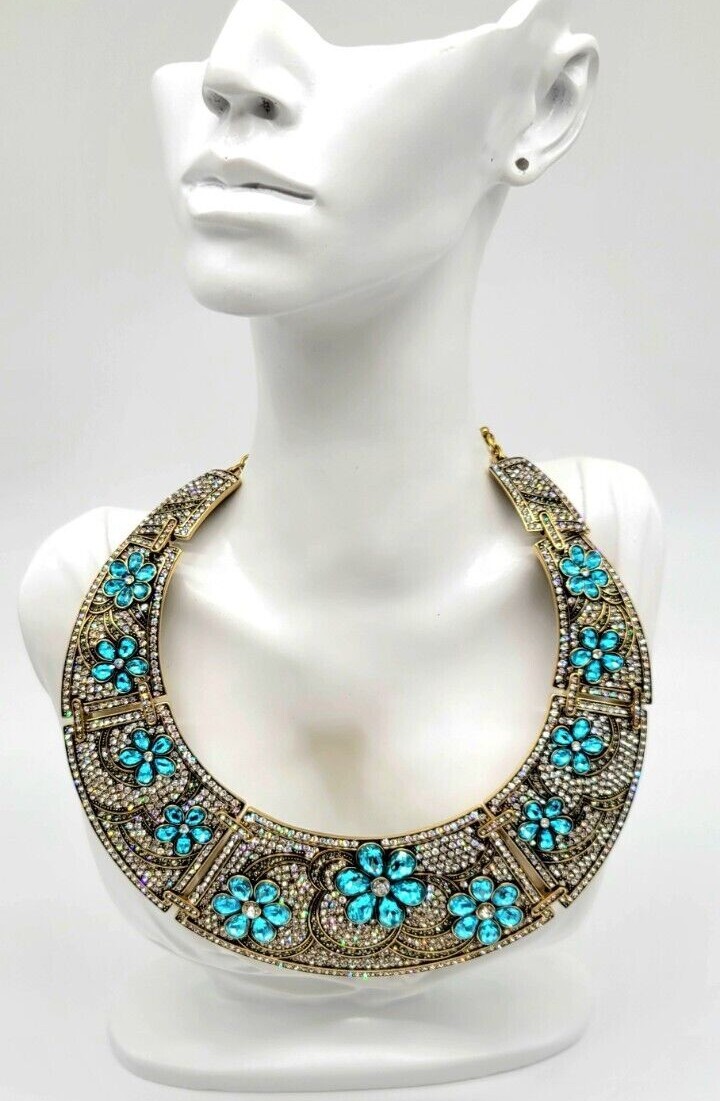 Heidi Daus ‘All That Glitters’ Crystal Floral Hinged Collar + Matching Earrings