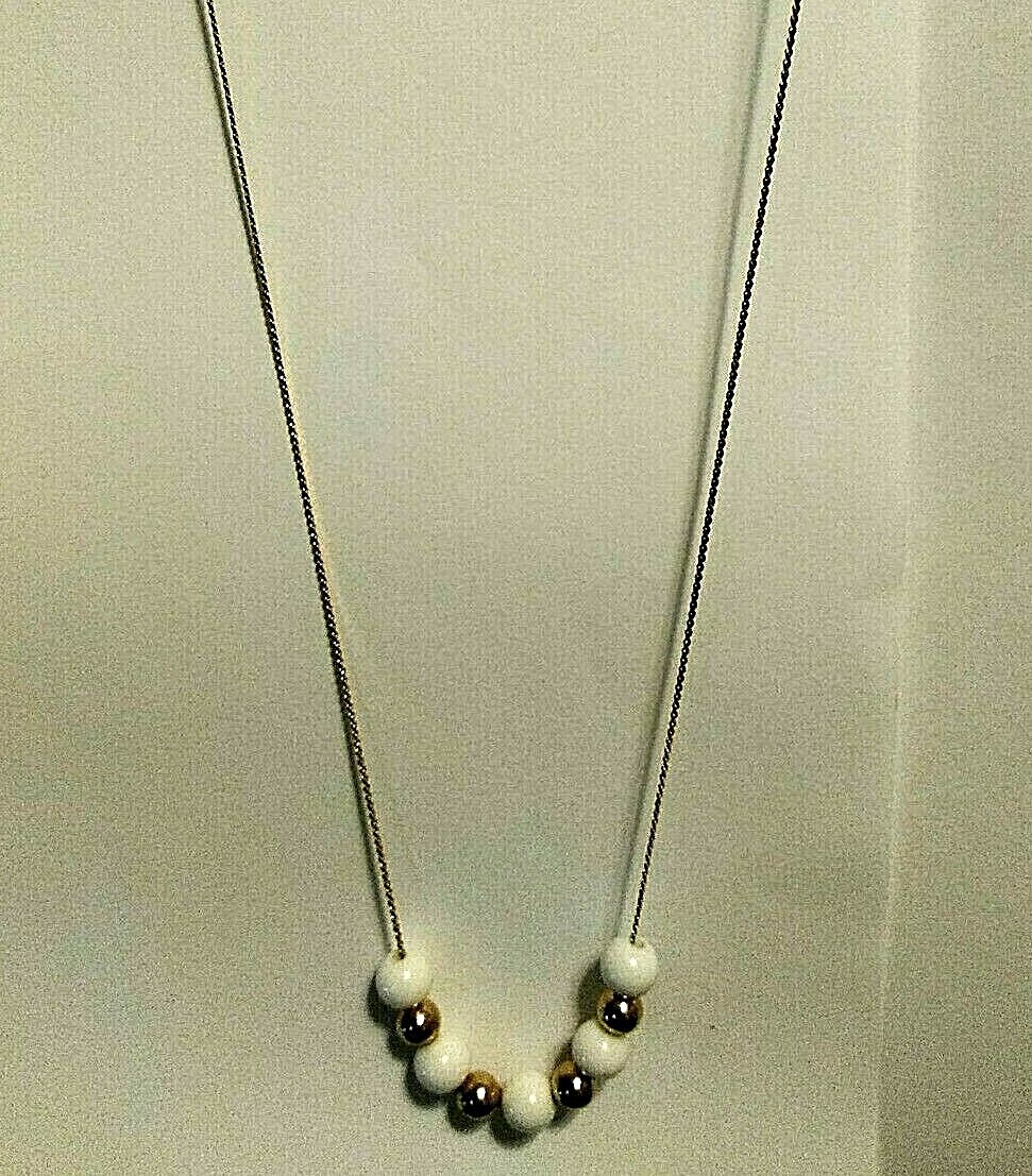 24″ White and Gold Ball Necklace