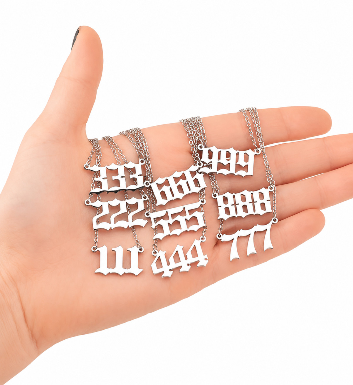 Stainless Steel Angel Numbers 111 222 333 444 555 666 777 888 999 Necklaces