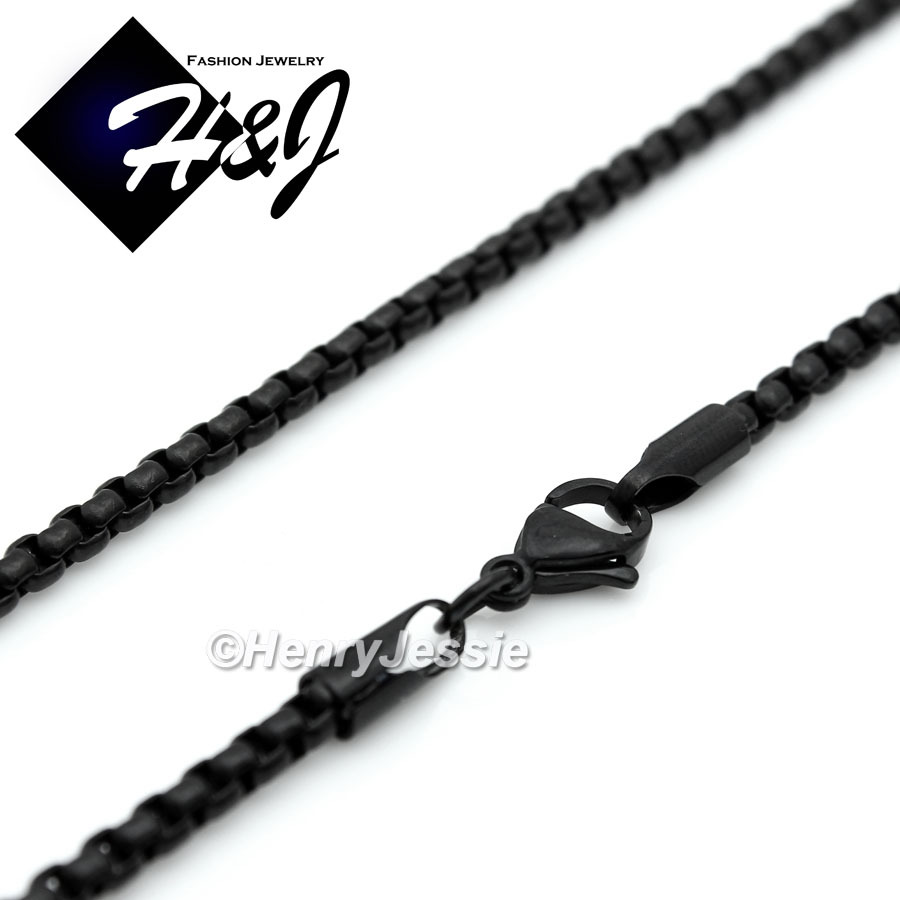 20″MEN Stainless Steel 2.5mm Black Plated Box Chain Necklace Cross Pendant*P73