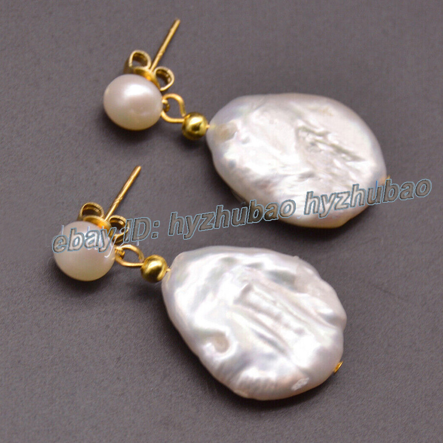 Huge 18-22mm South Sea White Flat Baroque Keshi Pearl Necklace Bracelet Earrings