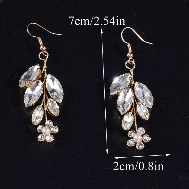 Wedding 3 PC Crystal Wire Jewelry Set, Bridal Floral Gem Necklace and Earrings