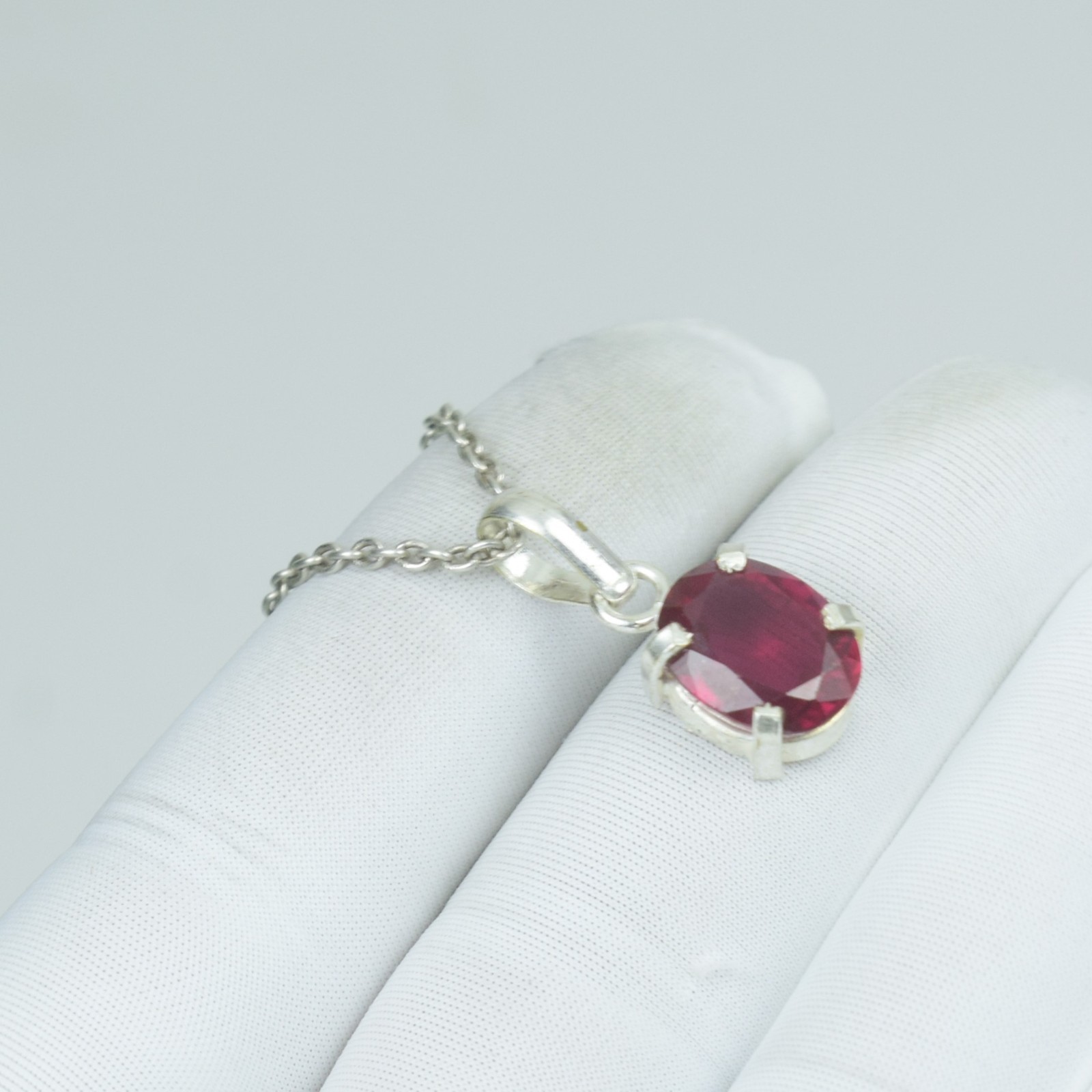 Beauty Red Ruby Pendant Loose Gemstone Jewelry, 925 Sterling Silver Necklace,