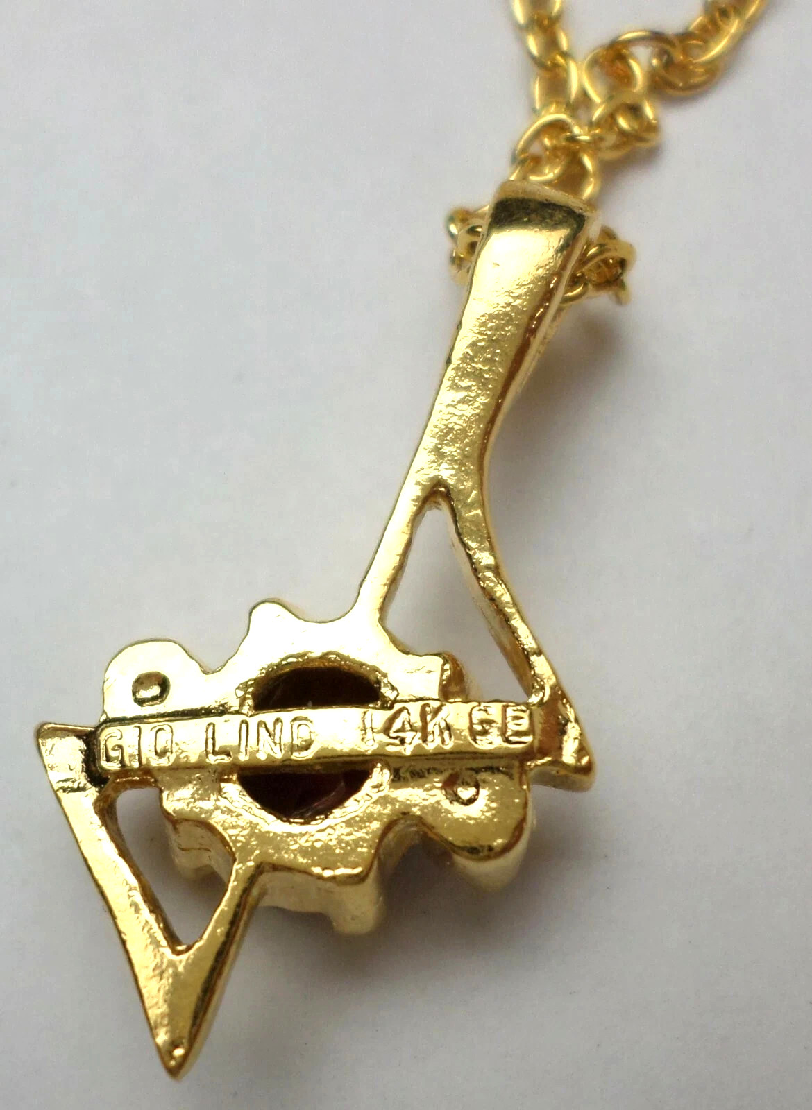 Vintage Lindenwold Fine Jewelers Gold Dark Red Garnet Pendant 16″ Chain Necklace