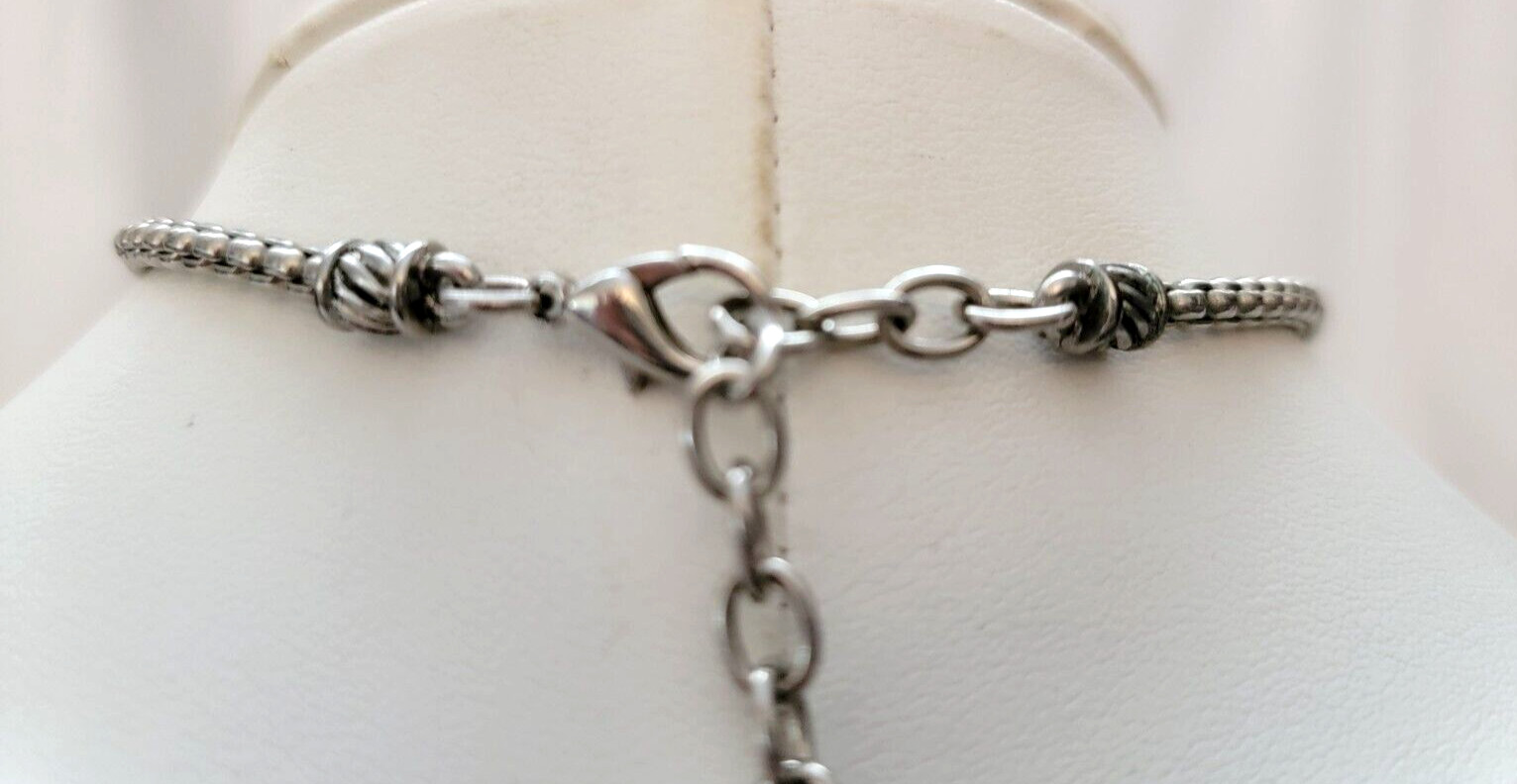 Lariat Style Dangle Tassel Black Beads Pendant Venetian Box Chain Necklace 18″ L