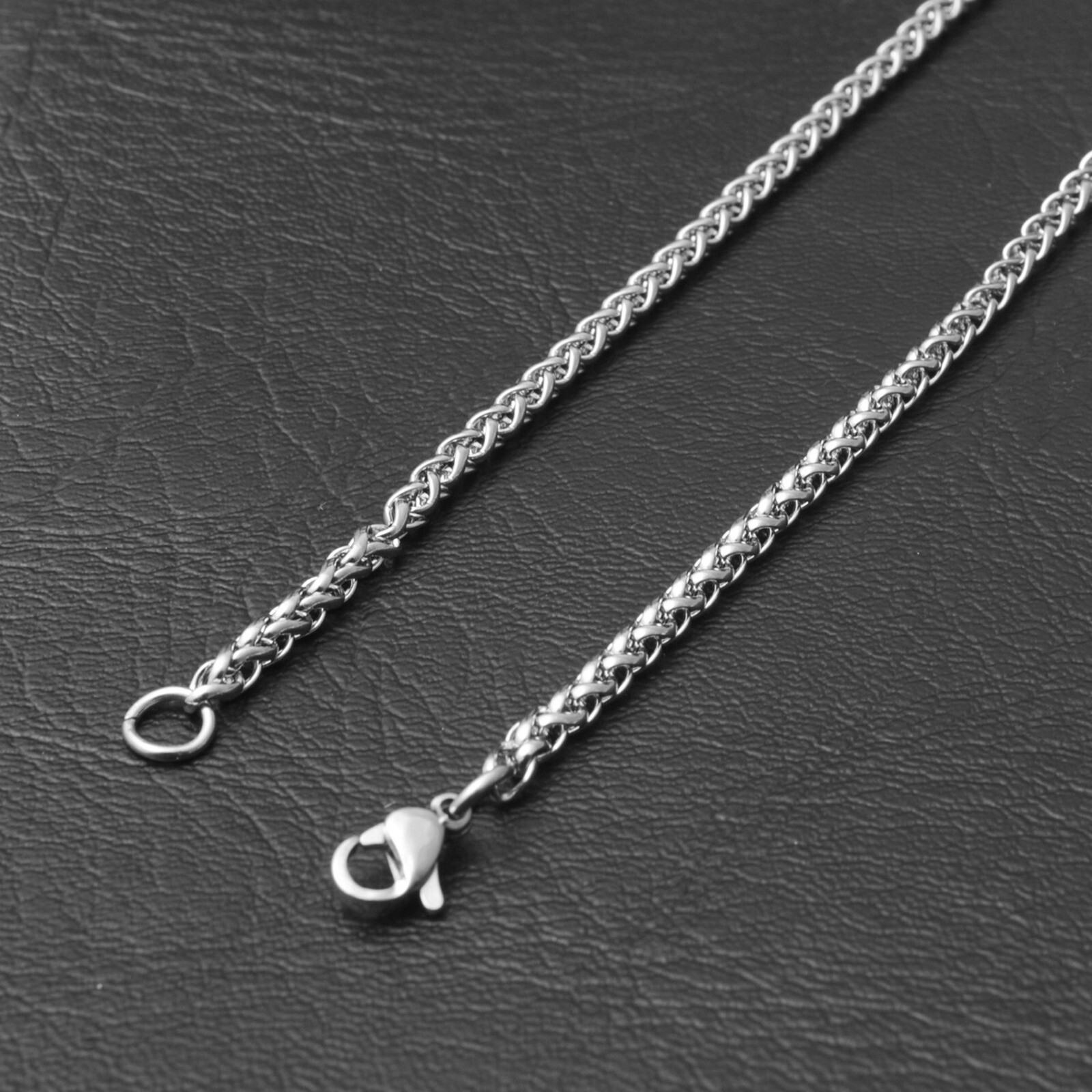 Wholesale Price Stainless Steel Silver Wheat Braided Chain Necklace Men’s Gift