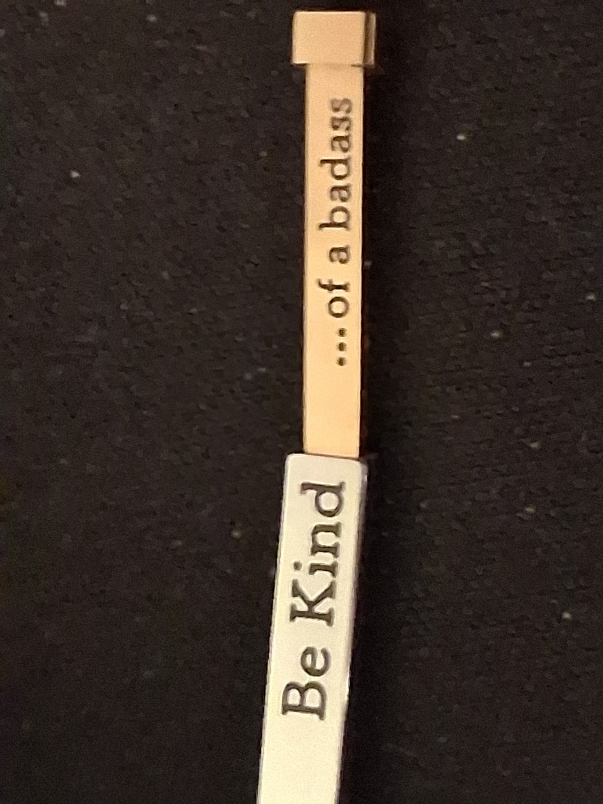 Gold Tone Engraved Bar Pendant Necklace “Be Kind…of a Badass” Cable Chain