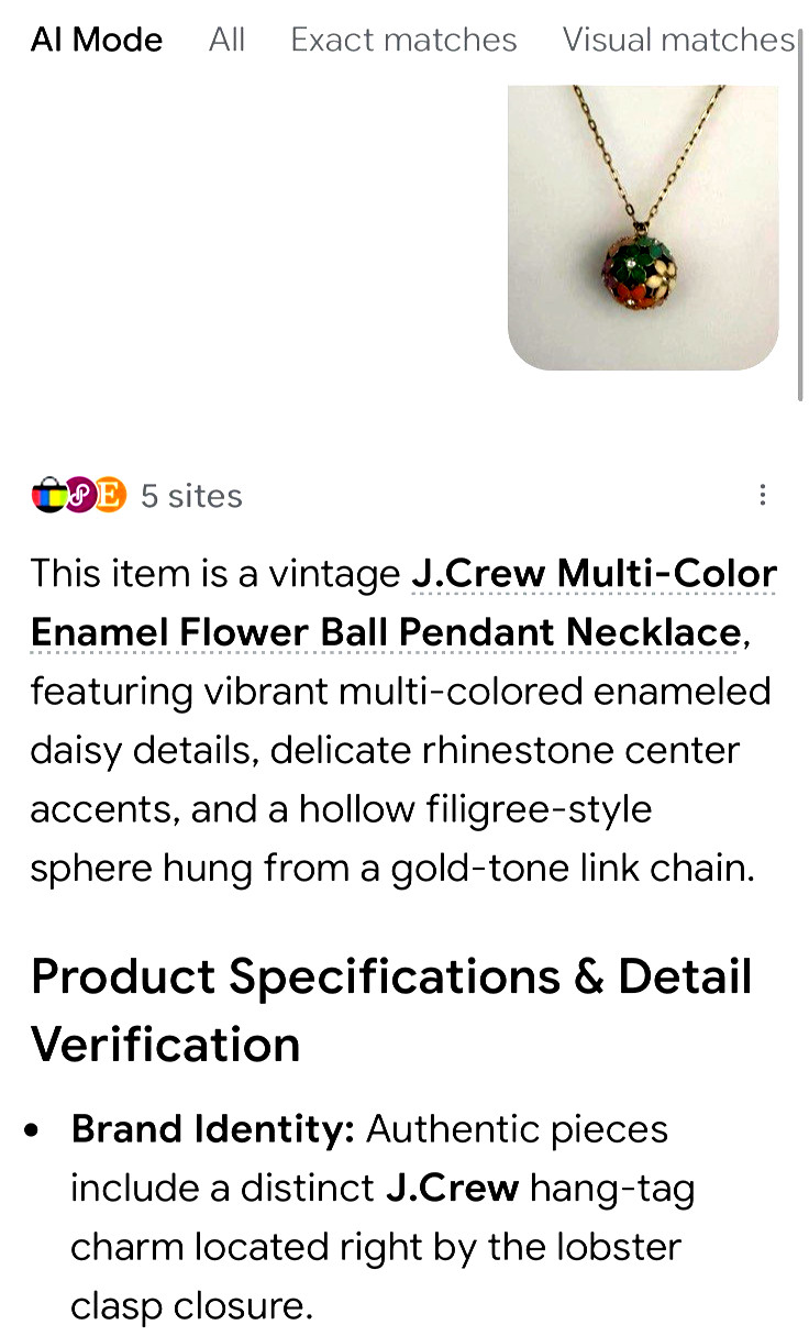 J. Crew 30″ Multicolor Enamel Daisy Flower Ball Pendant Gold Tone Necklace
