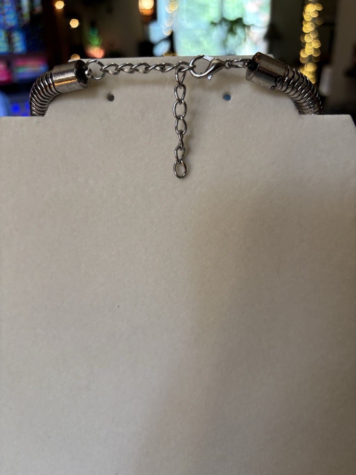 Silver Plated Snake Pendant Necklace Gray Marquise Crystal Eyes Adjustable