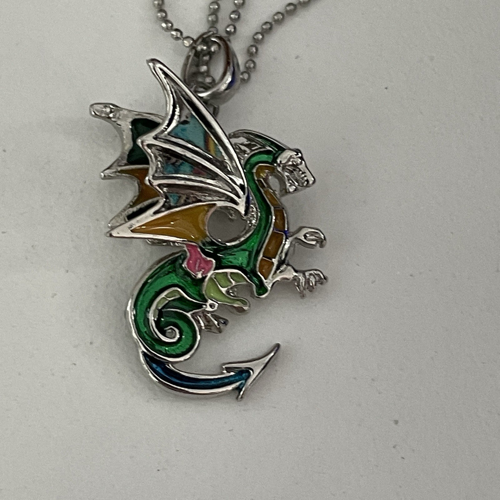Adult Jewels Dragon Necklace Enamel Flying Gothic 16″ Festival Fantasy NEW