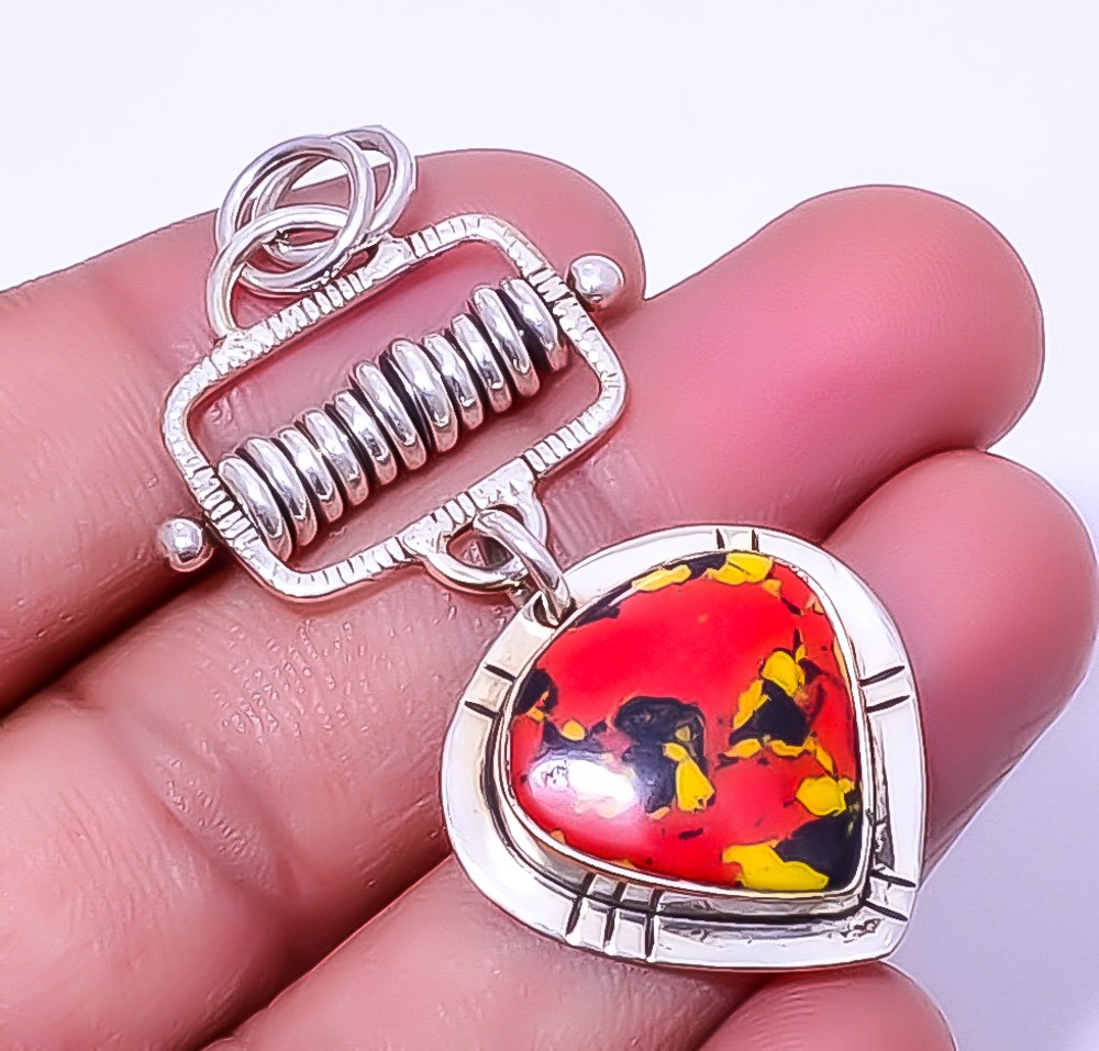 Mosaic Balloon Jasper 925 Sterling Silver Pendant 2.15″ A372