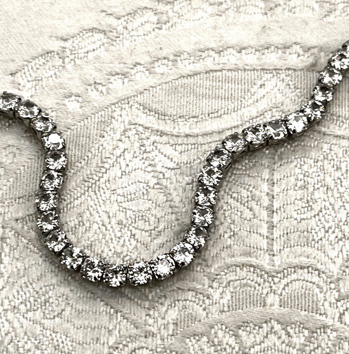 Tennis Necklace 50 cm CZ Stones Silver Colored Necklace