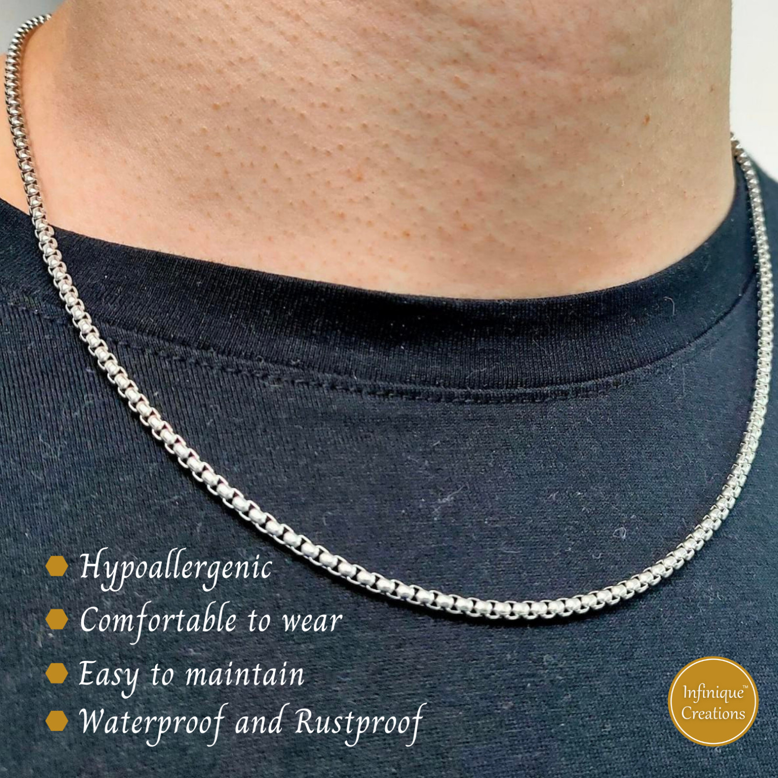 Stainless Steel Silver Round Box Chain Bracelet Necklace Men Women 1.5-5mm 7-38″