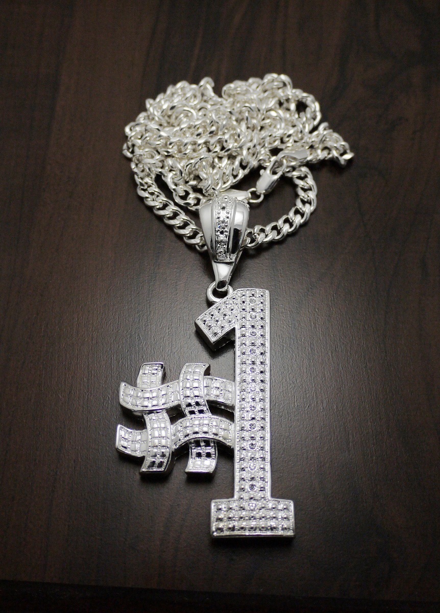 NEW #1 PENDANT 6mm&36″ SILVER PLATED MIAMI CUBAN HIP HOP CHAIN NECKLACE OP1