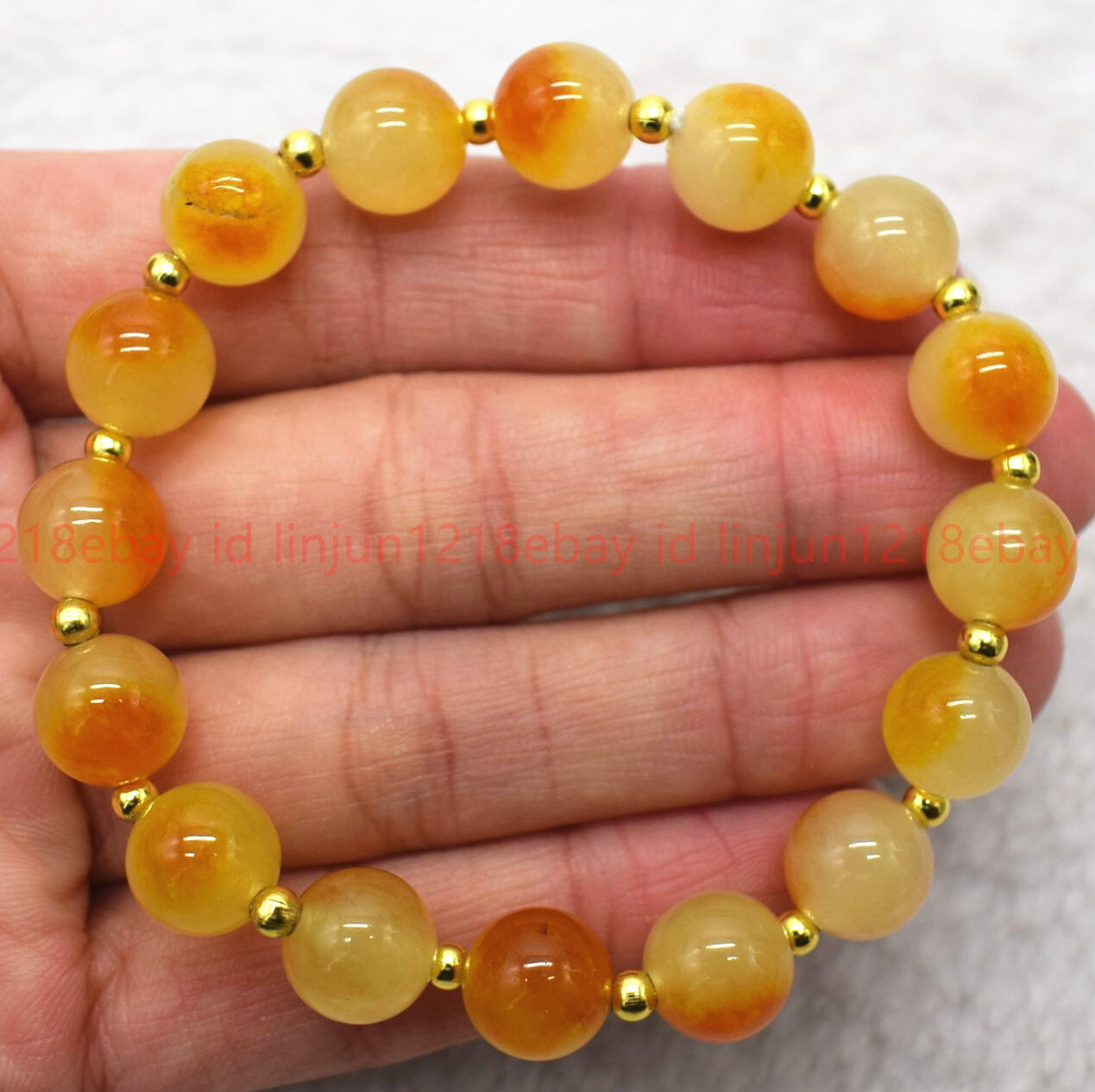 Natural 10mm Yellow Multicolor Jade gems Round Beads Necklace Bracelet 18/7.5in