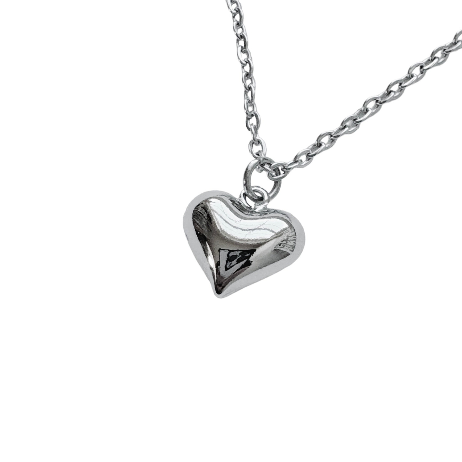 Silver Puffed Heart Necklace | tarnish free handmade in usa puffy heart pendant