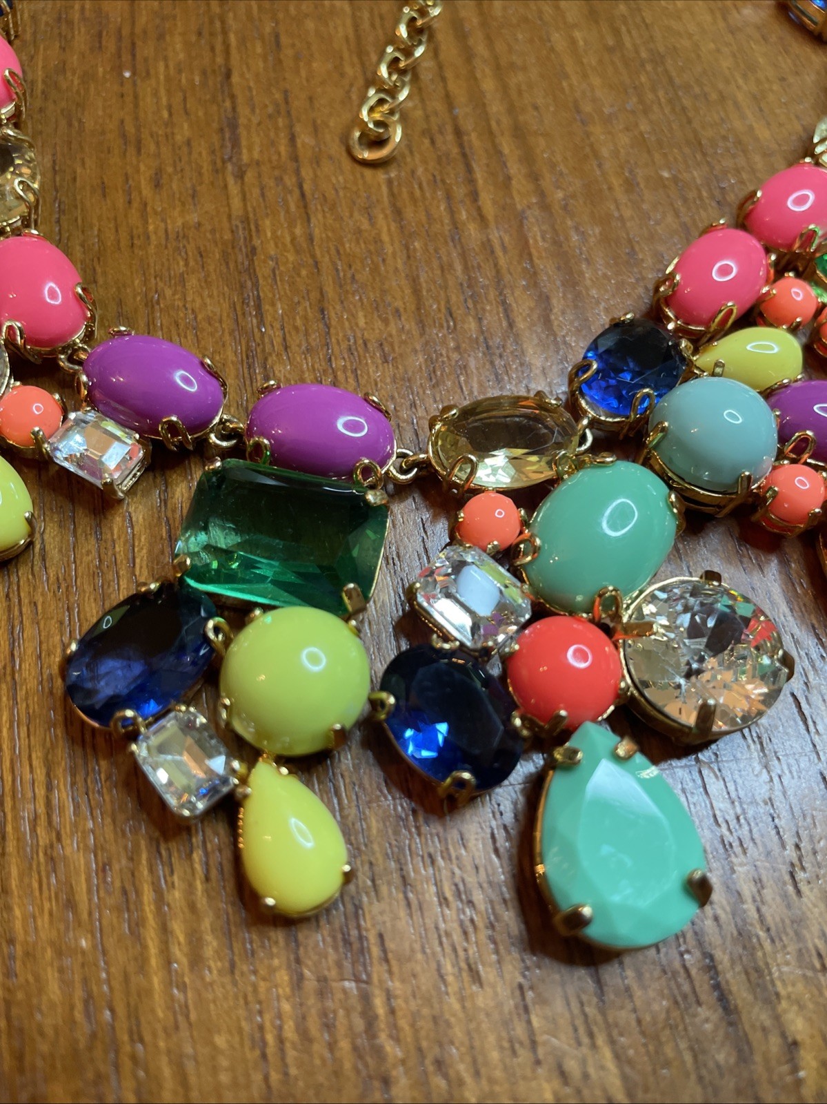 J Crew Bright Color Candy Rainbow Glass And Acrylic Statement Necklace