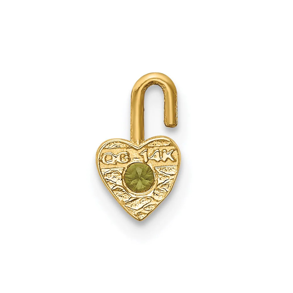 10K / 14K Yellow Gold 10ky August Synthetic Birthstone Heart Charm