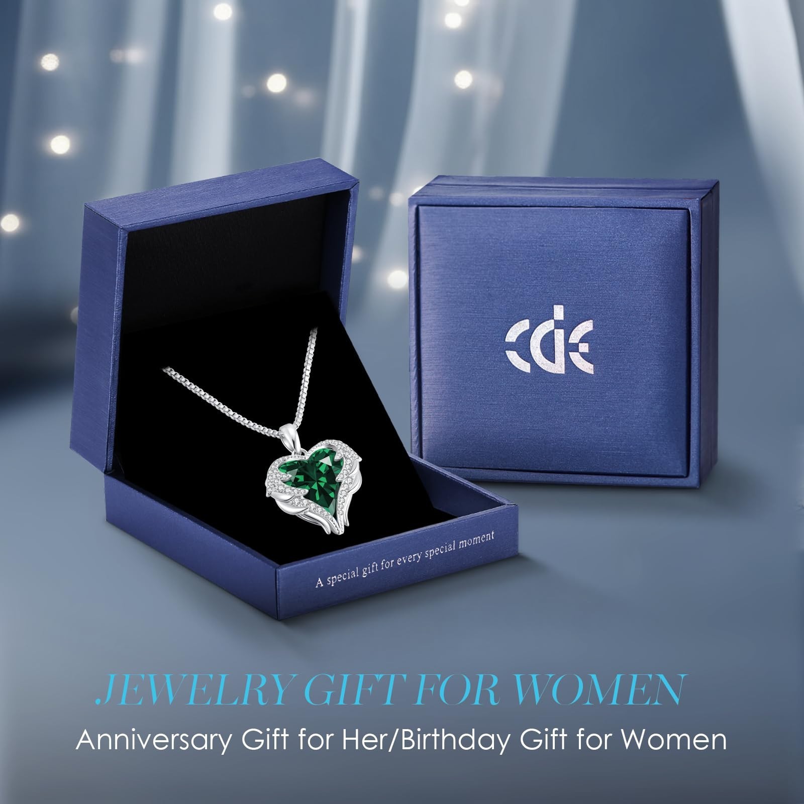 Angel Wings Heart Birthstone Pendant Necklace for Women – Meaningful Gift Idea