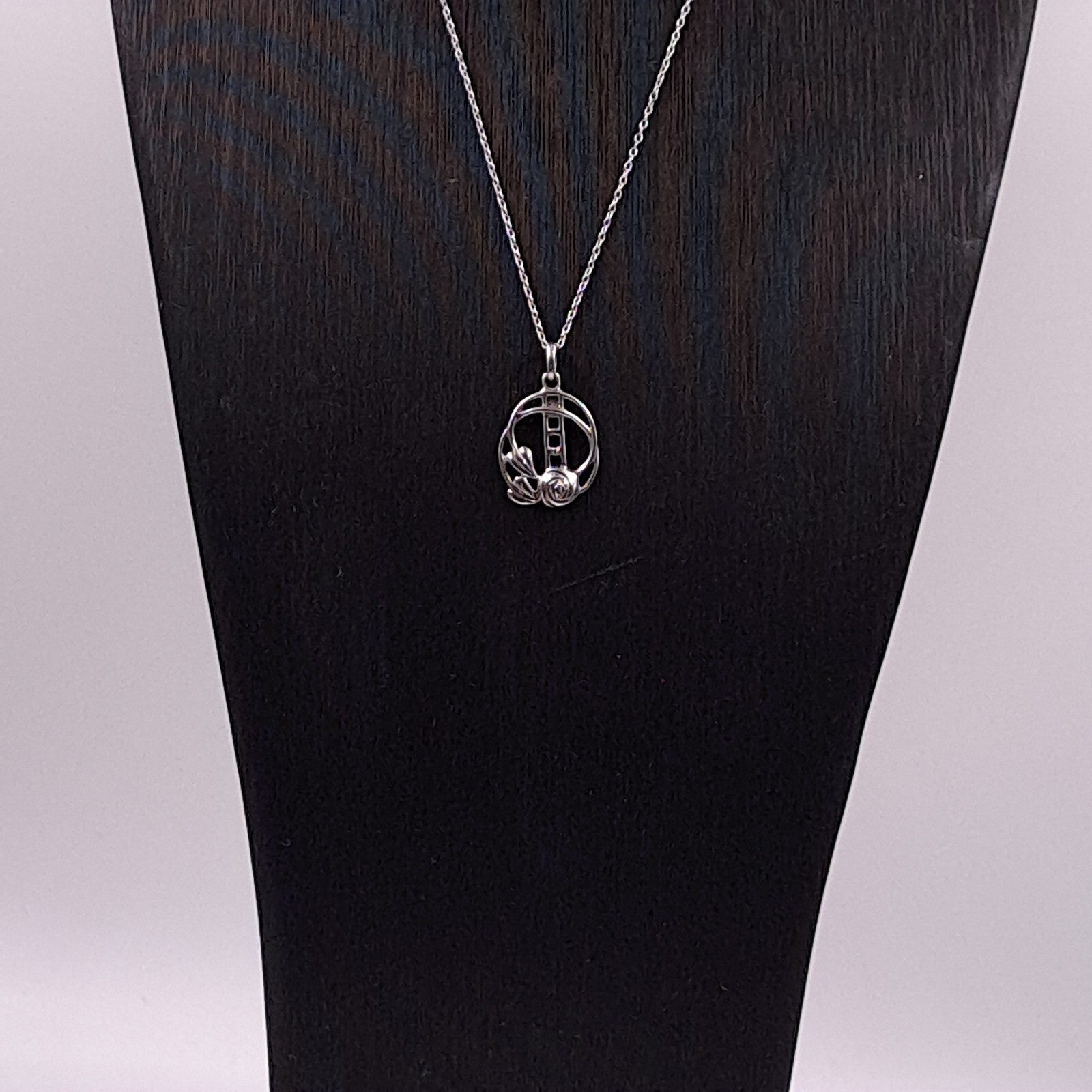 Kit Heath Sterling Silver Necklace Mackintosh Style Pendant 1997 46cm Chain