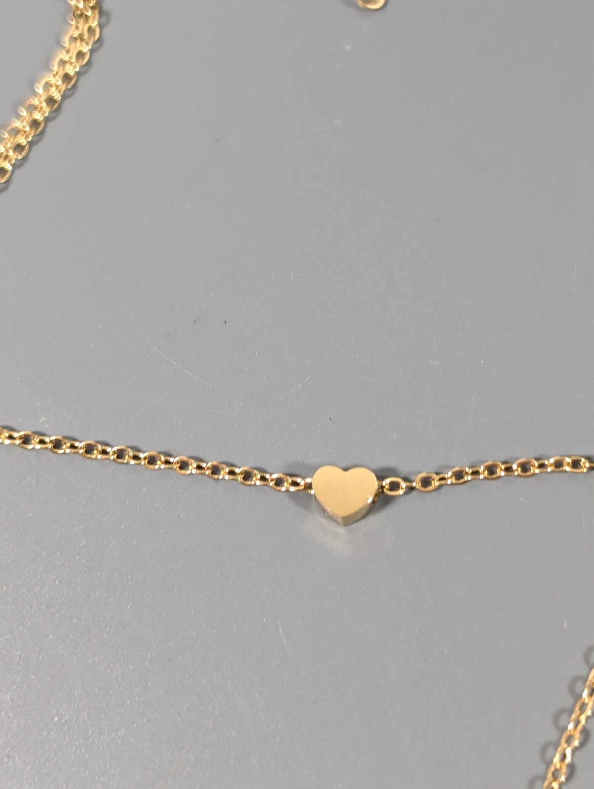Set of 2 Gold Tone Initial Letter W Heart Dainty Chain Necklaces Layering 17-20″