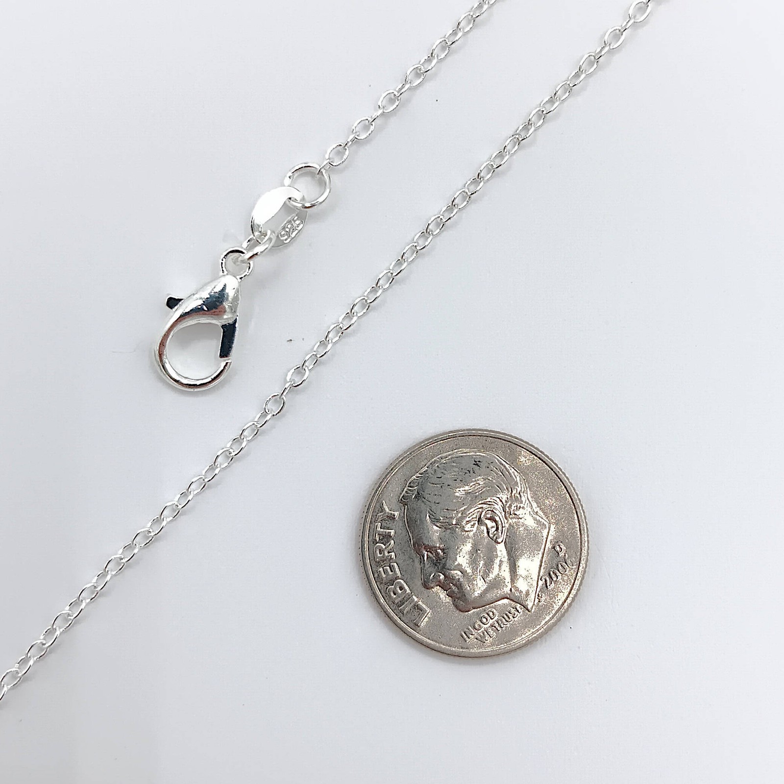 Dainty Silver Plated Cable Chain Necklace Lobster Clasp, 2.0×1.4 mm